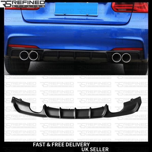 BMW F30 M STYLE PERFORMANCE DIFFUSER 4 TIP QUAD EXHAUST REAR VALANCE MATTE BLACK