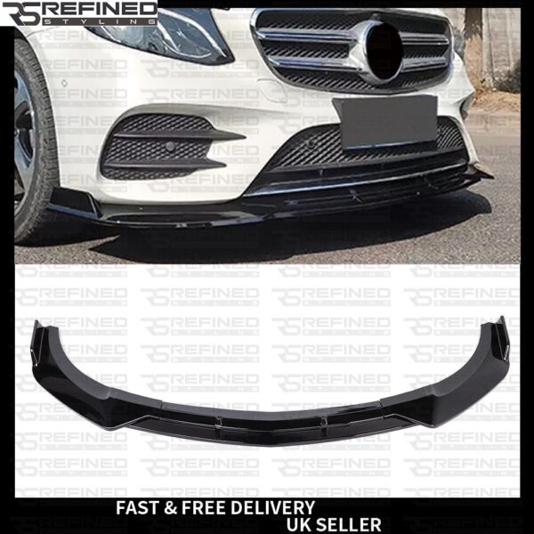 FOR MERCEDES E CLASS W213 A238 C238 BBS F1 LOOK GLOSS BLK FRONT SPLITTER LIP 16+