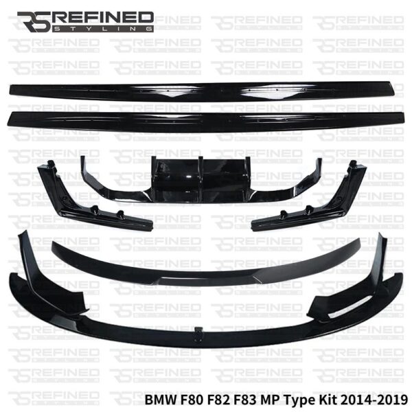 BMW M3 M4 F80 F82 F83 FRONT SPLITTER SPOILER GLOSS BLACK KIT DIFFUSER SIDE M
