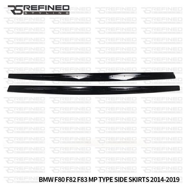 FOR BMW M3 M4 F80 F82 F83 GLOSS BLACK LOOK SIDE SKIRT EXTENSION BLADE LIP 2014+